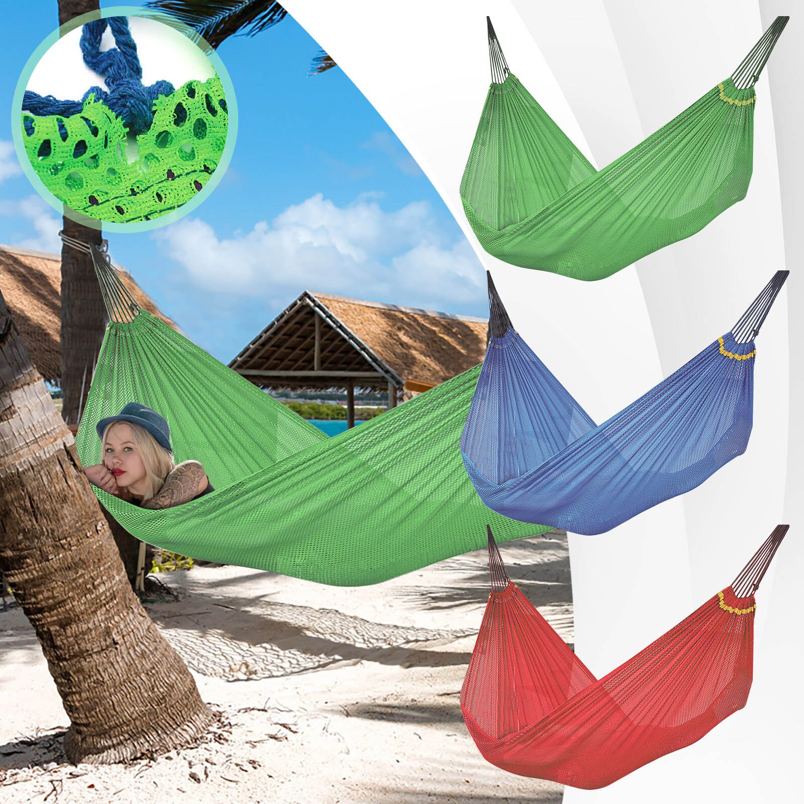 Cheap Goat Tents Camping Tools For Outdoor Camping Hammocks Breathable Lightweight Portable Mesh Hammocks For Outdoor Hiking Patio Beach   